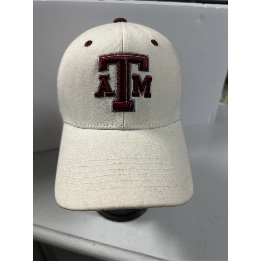 Texas A&M Aggies Top of the World One-Fit Stretch Hat Cream Maroon NCAA